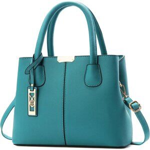 Sophisticated Turquoise Shoulder Bag - High-Quality PU Leather, Zipper Closure